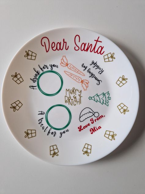 Personalised Christmas eve plate for Santa's milk and cookies. Also a space for Rudolph's carrot. Can be personalised with up to 3 names. Christmas Eve Plate, Milk And Cookies, Milk N Cookies, Dear Santa, Christmas Eve, Personalized Christmas, Decorative Items, Seasonal Decor, Milk