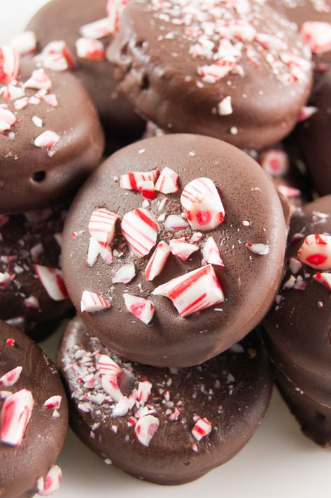 Dipped Oreos Christmas, Christmas Oreos, Oreo Ideas, Peppermint Oreos, Covered Oreo Cookies, Mint Desserts, Christmas Cookie Recipes Holiday, Chocolate Dipped Oreo, Peppermint Recipes