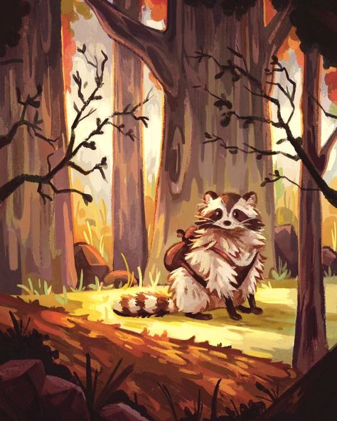 JelArts (@jelarts) • Instagram photos and videos Raccoon Art Illustration, Jelarts Drawings, Christmas Animal Art, Cartoon Raccoon Drawing, Forest Drawing With Animals, Racoon Painting, Racoon Drawings, Racoon Drawing, Digital Art Animals