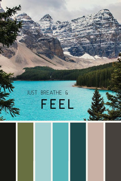 Alaska Color Palette, Lake Colour Palette, Colour Palette Mountain, Mountain Range Color Palette, Mountain Lake Color Palette, Magical Scenery, Just Breathe Tattoo, Moraine Lake Canada, 2024 Bedroom