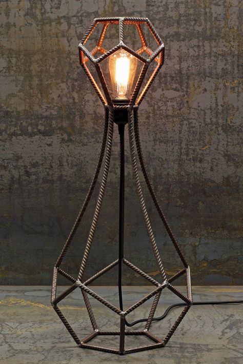 Rebar Table, Art Fer, Wooden Lamps Design, Table Lamp Vintage, Edison Light, Metal Furniture Design, Raleigh North Carolina, Sculpture Metal, Lamp Vintage