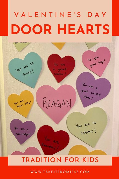 Valentines Door Notes For Kids, Hearts On Doors For Valentines Day, Heart Attacks For Valentines Day, I Love You Hearts For Kids, Why I Love You Valentines Hearts, Heart Attacking Door Ideas, Valentines Ideas For Kids Door Paper Hearts, What I Love About You Hearts For Kids, Hearts For Kids Door