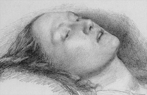 Study sketch of Elizabeth Siddall's head, for Ophelia by Millais Effie Gray, Ophelia Painting, Elizabeth Siddal, Everett Millais, Gabriel Rossetti, Pre Raphaelite Brotherhood, Pre Raphaelite Art, Dante Gabriel Rossetti, John Everett Millais