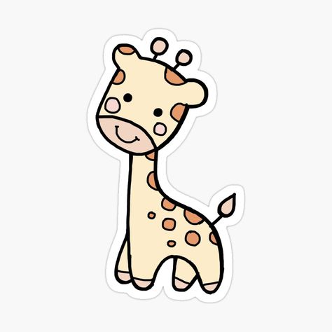 Lulu the giraffe sticker Giraffe Drawing Easy, Doodle Giraffe, Easy Giraffe Drawing, Giraffe Drawings, Cute Giraffe Illustration, Giraffe Doodle, Cute Animals Stickers, Cute Giraffe Drawing, Giraffe Sticker