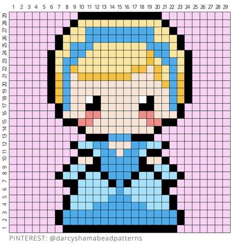 Pixel Art Pattern Princess, Cinderella Perler Bead Patterns, Perler Bead Patterns Disney Princess, Disney Princess Hama Beads, Pixel Art Pattern Disney Princesses, Pixel Art Templates Disney, Pixel Crochet Disney, Disney Princess Pixel Art Grid, Pixel Drawing Disney