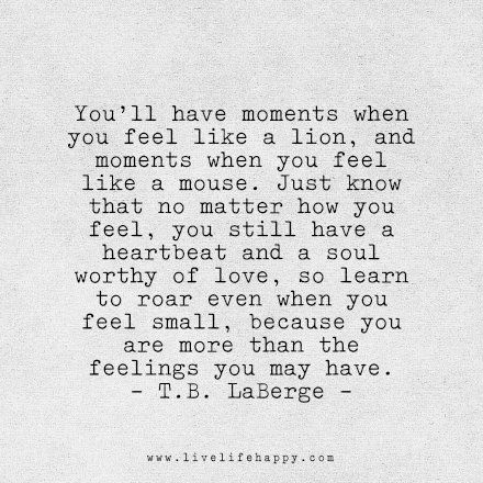 You'll have moments when you feel like a lion, and moments when you feel like a… Co-parenting, Live Life Happy, A Poem, A Lion, Wonderful Words, What’s Going On, Quotable Quotes, Infp, Pretty Words