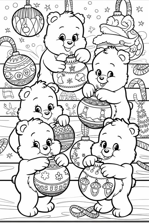 Care Bears Christmas coloring pages featuring adorable characters, perfect for family fun and holiday crafts. Coloring Sheet Christmas, Pictures To Colour In Free Printable, Colouring Pages Christmas Free Printable, Free Christmas Coloring Pages For Adults, Adult Christmas Coloring Pages Printable, Cute Disney Coloring Pages, Christmas Colouring Pages For Kids, Cute Coloring Pages Christmas, Eeyore Coloring Pages