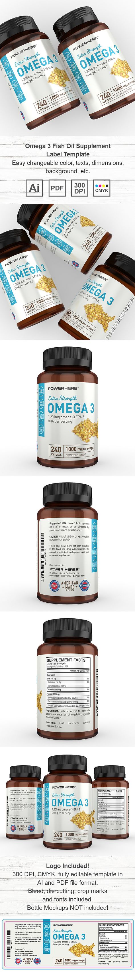 Omega 3 Fish Oil Supplement Label Template Design Omega 3 Packaging Design, Health Packaging, Fish Oil Capsules, Omega 3 Fish, Label Packaging, Omega 3 Fish Oil, Clothes Pegs, 3 Fish, Packaging Template