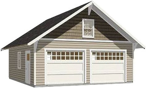 Garage Plans : 2 Car Craftsman Style Garage Plan - 576-14 - 24' x 24' - two car - By Behm Design - Woodworking Project Plans - Amazon.com Craftsman Style Garage, Pole Building Garage, Detached Garage Designs, Pole Barn Designs, 2 Car Garage Plans, Garage Plans Detached, Craftsman Garage, Garage Builders, Plan Garage