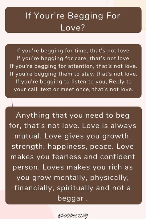 "Love is not about begging for affection or validation. Know your worth and embrace relationships where love flows freely and effortlessly. 💔 #SelfWorth #HealthyRelationships #LoveYourselfFirst #NoBeggingForLove #RespectYourself #RelationshipAdvice #SelfLoveJourney #KnowYourWorth #LoveWithoutConditions #Empowerment" Withholding Affection Relationships, No Affection In Relationship, Withholding Affection, In Relationship, Know Your Worth, Love Is Not, Love Advice, Knowing Your Worth, Respect Yourself