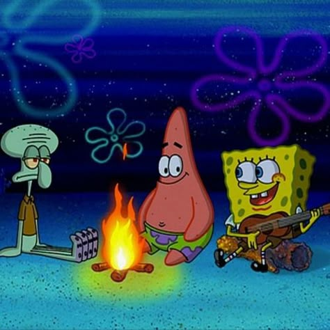 Pinterest: @ItsKiraaBabe Spongebob Campfire, Campfire Song, Spongebob Aesthetic, Spongebob Background, Campfire Songs, Spongebob Pics, Spongebob Cartoon, Spongebob Painting, Spongebob Funny