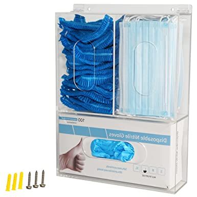 SEANADO Acrylic Disposable Glove Box Face Mask Dispenser Holder Triple Glove Rack Hairnet Tissue Napkin Dispenser with Lid for Wall Mount Organizer for Food Service, Lab, Medical Office, Clear: Amazon.com: Industrial & Scientific Sanitation Stations, Tissue Napkins, Science Equipment, Napkin Dispenser, Equipment Storage, Plastic Ware, Disposable Gloves, Beakers, Medical Office