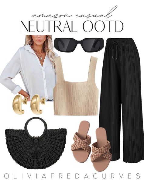 Casual Neutral Outfit Neutral Outfit Ideas Summer, Amazon Summer Outfits, Casual Neutral Outfits, Neutral Outfit Ideas, Boho Mom, Couple Clothes, Outfit For Summer, Boho Summer Outfits, Midsize Fashion