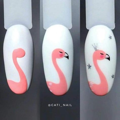 Animal Nail Designs, Flamingo Nails, Unghie Sfumate, Animal Nail Art, Nail Drawing, Nail Art Disney, Nail Art Designs Diy, Pretty Nail Art Designs, Nail Art Designs Videos