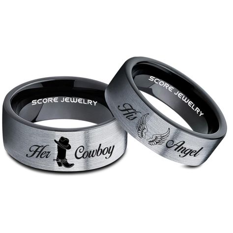 2 Piece Couple Set Cowboy and Angel Rings, Cowboys Rings, Angel Ring, Cowboy and Cowgirl Ring, Cowboys Wedding Ring, Western Ring, Western Cowboys Ring Promise Ring Western, Country Promise Rings For Her, Country Rings Engagement, Country Style Wedding Rings, Cowboy Wedding Rings, Cute Western Rings, Western Promise Rings For Her, Classy Cowboy Wedding, Country Wedding Rings Sets