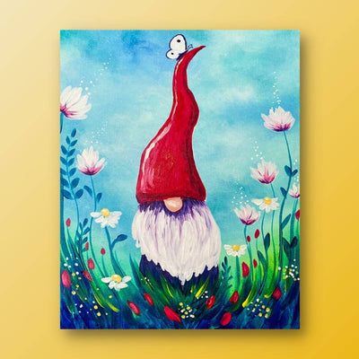 Gnome Painting, Gnome Paint, Night Kids, Record Painting, Painting Videos Tutorials, Painting Party, Canvas Painting Tutorials, Garden Gnome, Kids Activity