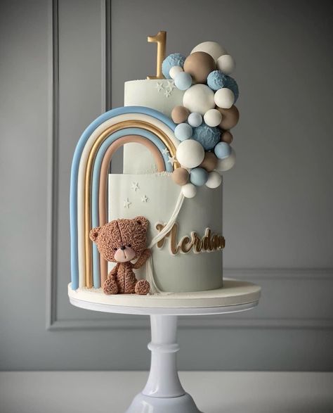 Birthday Cakes Girls Kids, Cake Pic, Bear Baby Shower Cake, Rodjendanske Torte, Baby Shower Cake Designs, Modern Birthday Cakes, Pastel Baby Shower, Baby First Birthday Cake