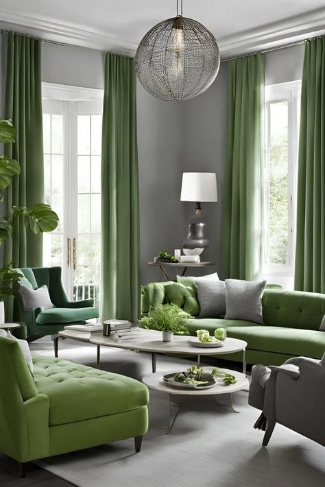 20 Stunning Grey Living Room Ideas to Change Space Look 10 Green And Grey Walls Living Rooms, Light Green And Black Living Room, Sage Green Grey Gold Living Room, Grey And Green Living Room, Boho Farmhouse Bedroom, Japanese Style Bathroom, Grey Living Room Ideas, Connecticut House, Grey Walls Living Room