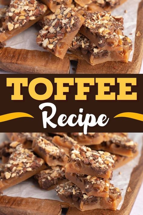 If you want to show your loved ones how special they are this holiday season, make them a big batch of this stunning homemade toffee with almonds recipe. Cinder Toffee Recipe Uk, Soft Toffee Recipe, Pecan Pie Cobbler Recipe, Homemade Toffee Recipe, Candy Homemade, Soft Toffee, Pecan Pie Cobbler, Easy Pecan Pie, Easy Toffee