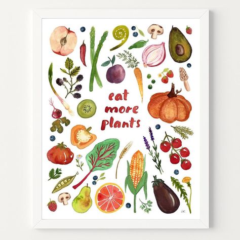 14 Likes, 0 Comments - Lori Roberts (@little_truths_studio) on Instagram: “New print in the shop! 🍎🍊🥑🍆🍓🥕” Fruit Illustration Art, Eat More Plants, Abc Art, Plants Art, Plant Art Print, Watercolor Plants, Fruit Illustration, Free Art Prints, Colorful Fruit