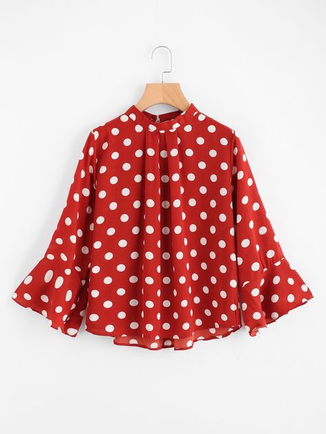 Girls Designer Clothes, Ruffle Collar Blouse, Wardrobe Consultant, Ruffle Sleeve Blouse, Cotton Blends Dress, Red Blouse, Polka Dot Shirt, Black And White Blouse, Latest African Fashion Dresses