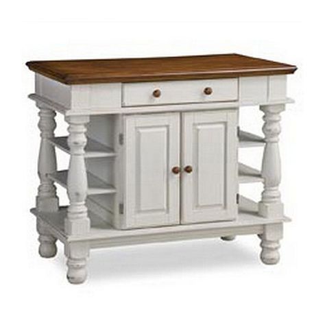 Homestyles Monarch Wood-Top Kitchen Island, Color: Off White - JCPenney Americana Kitchen, Portable Kitchen Island, Antique White Kitchen, Cottage Style Kitchen, Kitchen Storage Space, White Kitchen Island, Wood Kitchen Island, Portable Kitchen, Kitchen Cabinets Makeover