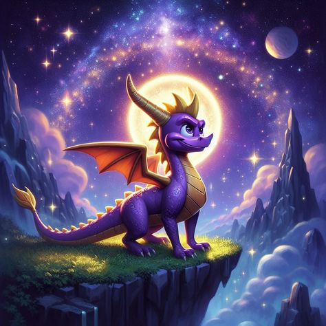 Spyro The Dragon Game, Spyro Art, Spyro And Cynder, I Will Love You, Facebook Art, Spyro The Dragon, Purple Dragon, Night And Day, Cartoon Sketches