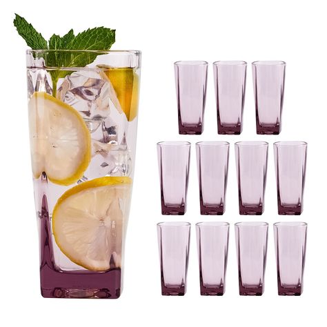 PRICES MAY VARY. ✔[Solid Purple Color Glasses] Beverage Glassware, 12 pcs set, Purple-Glass Tumbler. Color never fade or comes off, BPA and Lead free, Food Safe. Does not retain smell or contain harmful BPA unlike some plastic cup sets. Easy to wash and clean moreover it is very eco-friendly. ✔[Value Set, Perfect Size & Capacity] Set of 6 drinking glasses, measures 2.56" diameter x 5.27" H, each has a 8.8oz/250ML capacity for your favorite beverage. Great for the home but also in a restaurant or Solid Purple Color, Glass Drinking Glasses, Color Glasses, Drinking Glasses Set, Drinkware Sets, How To Use Dishwasher, Home Restaurant, Hotel Bar, Glassware Set