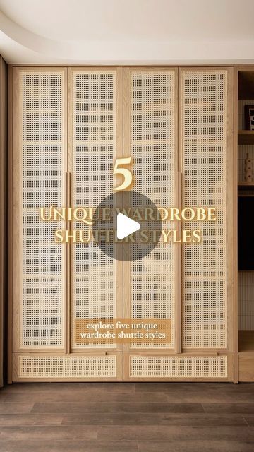 Cubit HOMES - Interior Designers, Home design experts. on Instagram: "Do you think of the wardrobe as a glam element in any bedroom?   Yes, why conceal the wall storage solutions to seamlessly blend into oblivion!   These five ideas can change the sense of depth in any room while adding it’s unique characteristic flair to up the most important private quarters in any modern home 😍  [ wardrobe shutter , shutter styles , rattan shutters , interior design , home transformation , home design , cubit homes , bedroom transformation ]" Wardrobe That Looks Like Wall, Wordrobe Shutters Design, Rattan Wardrobe Design, Wardrobe Shutters Design, Rattan Shutters, Glass Shutter Wardrobe, Rattan Furniture Bedroom, Wardrobe Shutter Design Modern, Openable Wardrobe Shutter Design