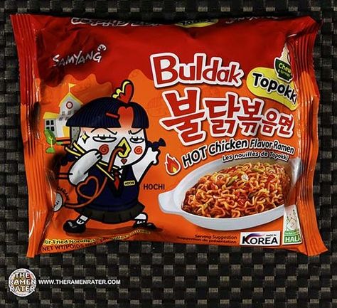 #3221: Samyang Foods Buldak Topokki Hot Chicken Flavor Ramen - South Korea Buldak Topokki, Ramen Buldak, Popular Korean Food, Samyang Food, Noodle Packaging, Samyang Ramen, Samyang Buldak, Hot Chicken Flavor Ramen, Snack Packaging