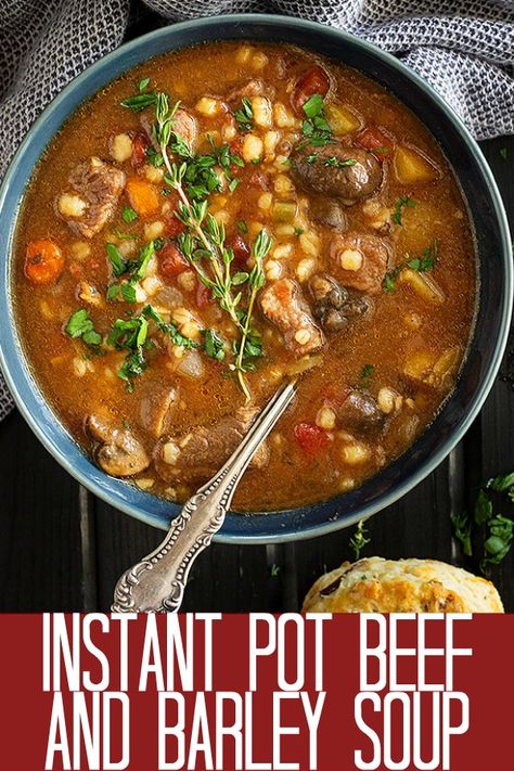 Beef And Barley Soup, Beef And Barley, Beef Soup Recipes, Pot Recipes Healthy, Beef Barley, Beef Barley Soup, Instant Pot Soup Recipes, Barley Soup, Instant Pot Soup