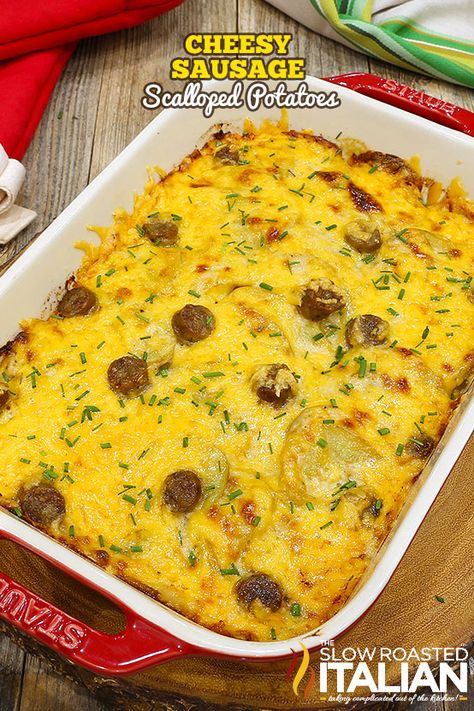 Sausage Recipes For Dinner Casseroles, Scalloped Potatoes And Sausage, Breakfast Sausage Recipes For Dinner, Potatoes And Sausage, Creamy Scalloped Potatoes, Slow Roasted Italian, Sausage Recipes For Dinner, Breakfast Sausage Recipes, The Slow Roasted Italian