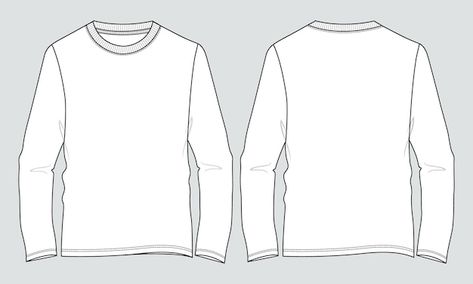 Long sleeve t shirt technical fashion fl... | Premium Vector #Freepik #vector #long-shirt #dress-shirt #shirt #sleeve Fashion Flat Sketch, T Shirt Sketch, Shirt Sketch, Illustration Template, Flat Sketches, Round Neck Shirt, Tough Love, Long Tshirt, Technical Drawing