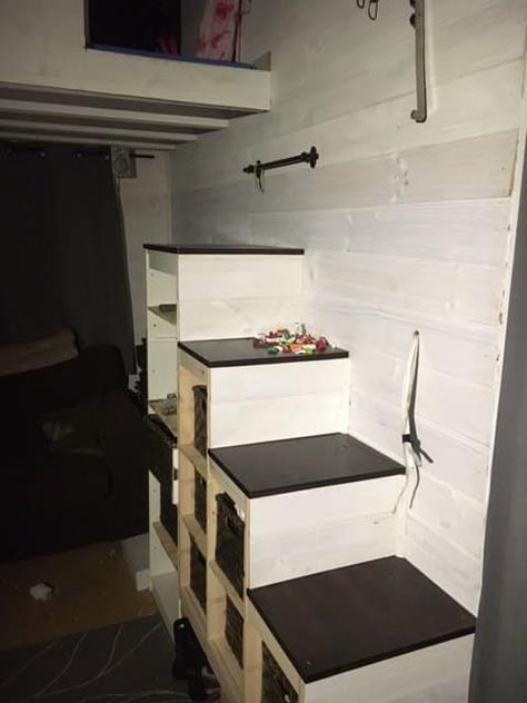 Trofast Stairs, Bed With Stairs And Desk, Loft Bed With Cabinet, Cabinet Stairs, Bed With Cabinet, Loft Bed With Stairs, Trofast Storage, Ikea Trofast Storage, Loft Beds For Small Rooms