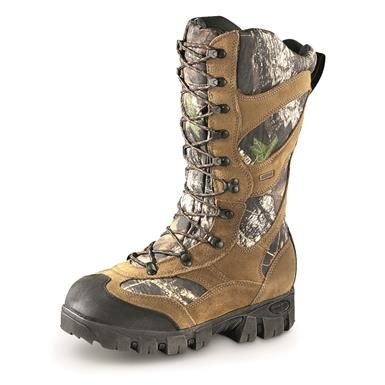 Guide Gear Giant Timber II Men's 1,400 Gram Insulated Waterproof Hunting Boots, Mossy Oak Break-Up Country Rugged Boots, Insulated Boots, Break Up, Hunting Boots, Warm Boots, Mens Leather Boots, Boots For Men, Hunting Gear, Hunting Clothes