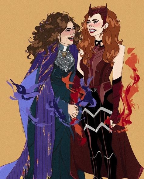 Wanda Maximoff And Agatha Harkness, Agatha X Wanda, Wanda X Agatha, Agatha Harkness Fanart, Agatha All Along Fanart, Comic Wanda Maximoff, Agatha And Wanda, Wandanat Fanart, Wanda And Agatha