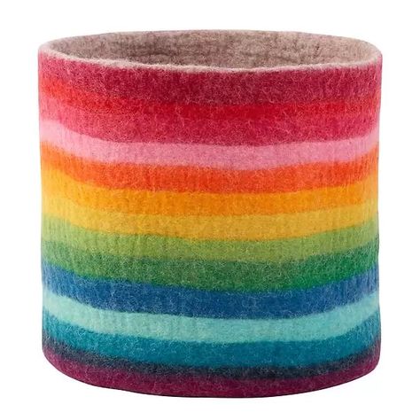 Joyful Felt Bin | The Container Store Hippie Classroom, Rainbow Living Room, Organization Goals, Rainbow Home Decor, Rainbow Decor, Decorative Storage Boxes, Rainbow Room, Toy Storage Boxes, Kid Toy Storage