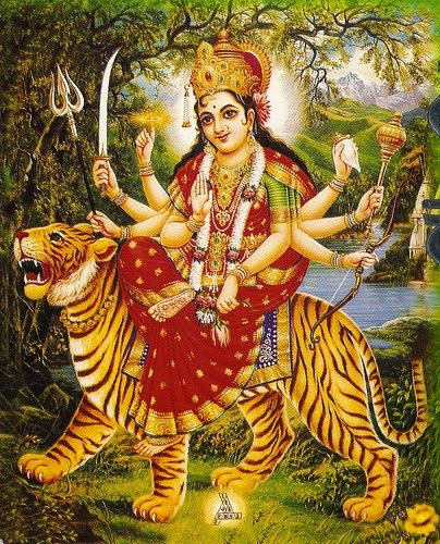 Durga Maa in Tiger Durga Maa Images, Happy Navratri Wishes, Phad Painting, Maa Durga Photo, Maa Image, Durga Picture, Navratri Wishes, Aadi Shakti, Happy Navratri Images