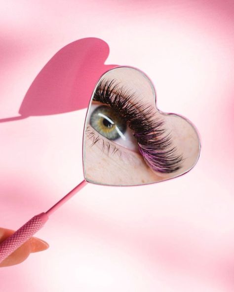 💗 Show off your work, or in this case let our bubble gum pink - heart lash mirror do it for you. Tap to get yours. Pink Lashes Aesthetic, Eyelash Extensions Pink, Lash Spa, Lash Mirror, Eye Lash Art, Pink Lashes, Lash Art, Eye Lash Photography, Eyelash Studio