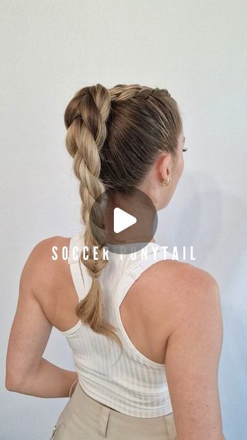 Poppy ✨️♏️ on Instagram: "SPORTY HAIR pt3 ⚽️ Comment the next sport 🫶

.

.

#braidedhair #braidedhairstyles #sporthairstyle #gymgirl #ponytailtutorial #coiffure #hair #hairstyle #hairstylevideo #hairstyletutorial #summerhairstyles #summerhair  #braidhack #sportygirl #pullthroughbraid #hairhack #football #soccerhair #sport #braidedponytail #highponytail" Long Hairstyles Sports, Fun Athletic Hairstyles, Hairstyles For Soccer Games, Cool Braided Hairstyles For Sports, Sporty Ponytail Hairstyles, Sporty Hairstyles For Long Hair, Sporty Hairstyles For Medium Hair, Hair Styles For Sports, Sporty Ponytail