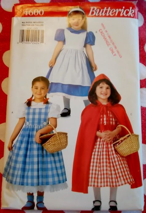 Alice, Red Riding Hood, Dorothy Costumes Butterick 4600 Pattern, Sz XS To L, Uncut Dorothy Costumes, Dorthy Costume, Halloween Costume Sewing Patterns, Dorothy Costume, Alice Costume, Red Riding Hood Costume, Cape Costume, Alice In Wonderland Costume, Wonderland Costumes