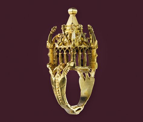 Jewish wedding ring. The Erfurt Treasure, 14th Century. The Jewish Art Museum of Minnesota Puzzle Wedding Rings, Jewish Wedding Rings, Diamond Centerpiece, Architectural Jewelry, Wedding Entrance, Jewish Jewelry, Historical Jewellery, Art Ancien, Jewish Art