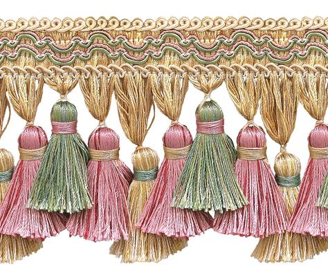 Fringe Fashion, Professional Decor, Rose Pastel, Periwinkle Blue, Tassel Fringe, Pastel Green, Fringe Trim, Complementary Colors, Rose Garden