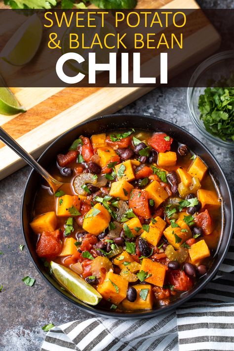 Sweet Potato Black Bean Chili, Chili Recipe With Black Beans, Sweet Potato And Black Bean, Hearty Chili, Black Bean Chili, Sweet Potato Black Beans, Nigel Slater, Sweet Potato Chili, Recipes Yummy