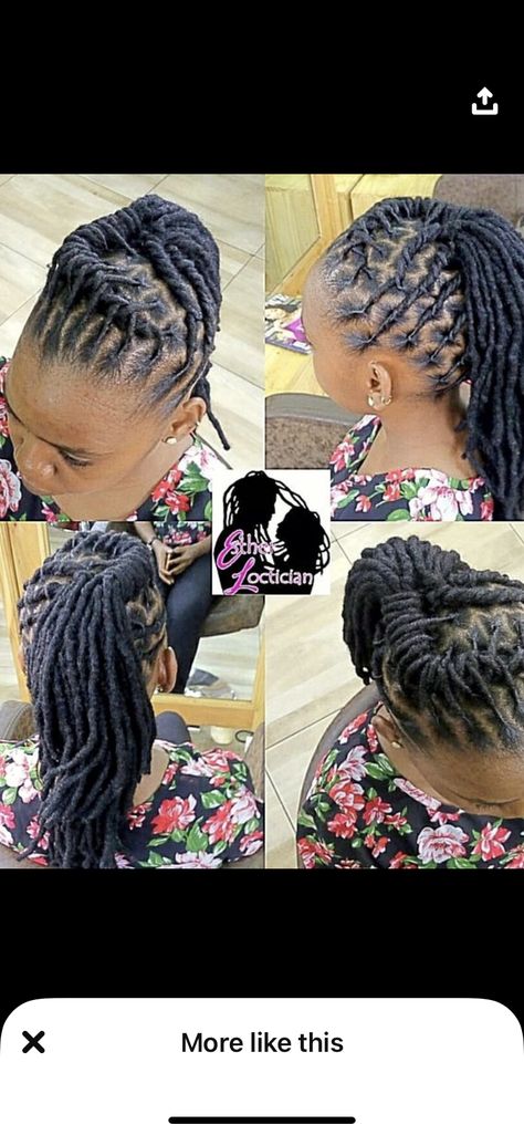 Long Dreadlock Styles For Women Updo, Loc Styles Medium Updo Women Pineapple, Ponytail Loc Styles For Women, Loc Pigtails Style, Style Locs Hairstyles, Female Dreadlocks Styles Long, Elegant Locs Hairstyles, Loc Braids Styles, Up Loc Styles