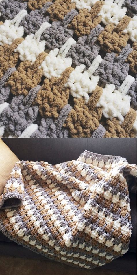 25 Best Bernat Blanket Yarn Patterns - Your Crochet Fast Crochet Blanket Bernat, Super Bulky Crochet Blanket, Crochet Blanket Bernat, Bernat Blanket Patterns, Chunky Blanket Pattern, Bulky Yarn Patterns, Bulky Yarn Crochet, Chunky Yarn Blanket, Chunky Yarn Crochet