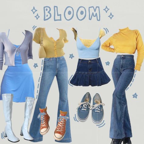 Bloom Winx Club Outfit Ideas, Bloom Inspired Outfits Winx Club, Wind Club Inspired Outfits, Bloom Outfit Ideas, Bloom Winx Outfit Ideas, Bloom Winx Club Aesthetic Outfit, Winx Club Outfits Bloom, Bloom Outfits Winx Club, Bloom Winx Outfits