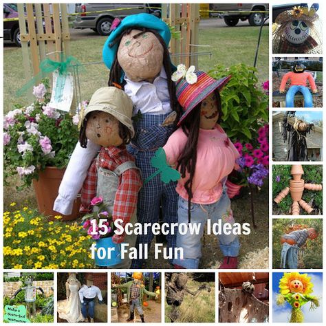 15 Scarecrow Ideas for Fall Fun http://www.justshortofcrazy.com/15-scarecrow-ideas-for-fall-fun/ #fall #decor Scarecrow Contest, Scarecrow Ideas, Make A Scarecrow, Scarecrows For Garden, Diy Scarecrow, Halloween Scarecrow, Fall Scarecrows, County Fair, Harvest Festival