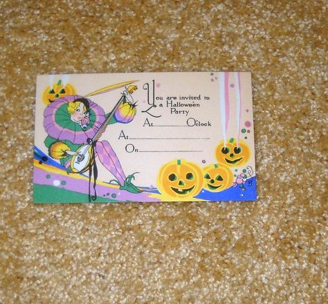 DECO HALL BROS-HALLMARK HALLOWEEN INVITATION 1950s Halloween, Halloween Invitation Card, Valentine Party Invitations, 20s Art, Flowers In The Attic, Halloween Greeting Card, Halloween Greetings, Vintage Party, Halloween Party Invitations