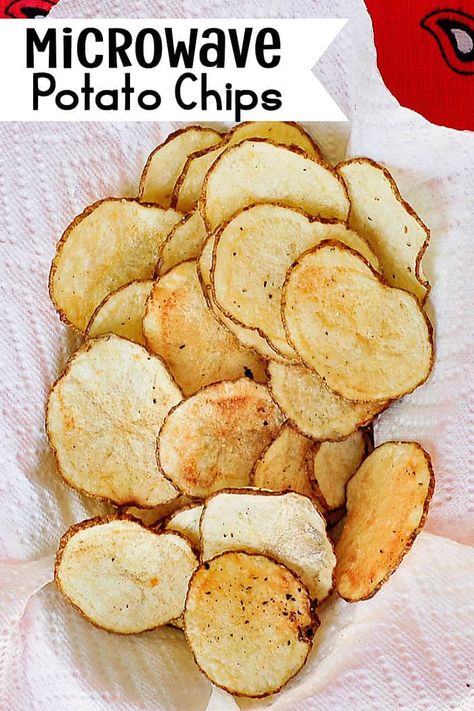 Microwave Chips Potatoes, Microwave Sliced Potatoes, Microwave Tortilla Chips, Potato Microwave Recipes, Microwave Potato Recipes, Potato Chips In Microwave, Football Dips, Microwave Potato Chips, Microwave Chips